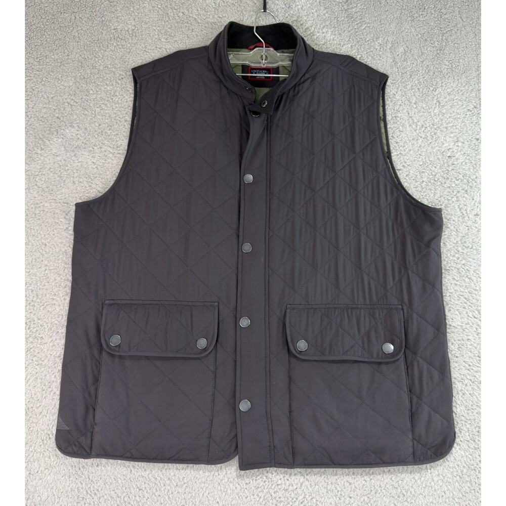 Untuckit Vest Mens Black Sz XL Woodcrest Full Zip Quilted Golf Lightweight Snap